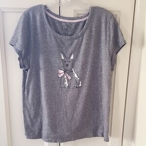 Laura Ashley Gray Top Featuring Scotty Dog Print 🐾